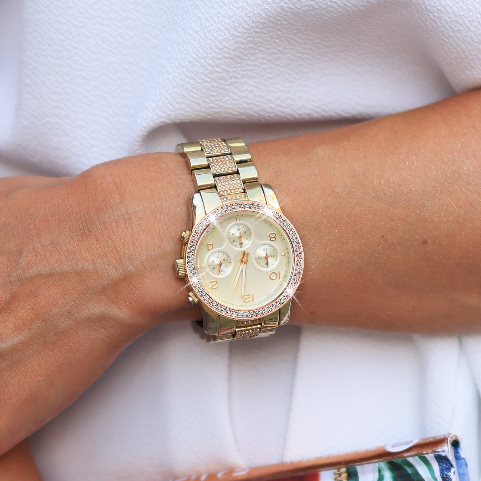 Smartwatch Ring Watches - Custodia per orologio con strass, anello